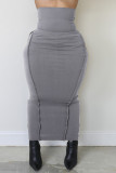 Коричневая повседневная однотонная базовая облегающая юбка с высокой талией и обычной однотонной юбкой