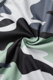 Camouflage Abbigliamento sportivo casual Stampa mimetica Patchwork Gilet Pantaloni Scollo a U Senza maniche Due pezzi (soggetto all'oggetto reale)