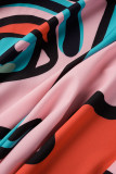 Lichtroze casual street print patchwork gesp turndown kraag overhemdjurk jurken