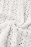 Bandagem Sólida Sexy Branca Retalhos Cavados com Fenda nas Costas Sem Costas Roupa de Banho Cobertura