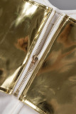 Серебряные сексуальные однотонные лоскутные асимметричные топы без бретелек