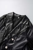 Capispalla con colletto rovesciato casual in cardigan solido nero