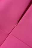 Roze elegante effen patchwork vouw schuine kraag avondjurk jurken