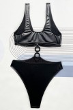 Черные сексуальные однотонные купальники с открытой спиной (с прокладками)
