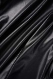 Chaqueta de punto sólida casual negra con cuello vuelto Prendas de abrigo
