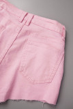 Розовый сексуальный повседневный сплошной пэчворк с открытой спиной и V-образным вырезом без рукавов из двух частей