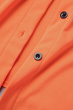 オレンジ カジュアル ソリッド パッチワーク コントラスト シャツカラー 半袖 XNUMX 枚