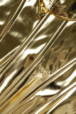 Gold Sexy Solid Patchwork asymmetrische trägerlose Tops