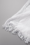 Witte sexy solide uitgeholde doorzichtige O-hals gewikkelde rokjurken