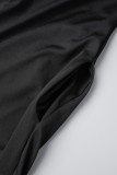 黒のセクシーなカジュアルソリッドバックレスストラップレスレギュラージャンプスーツ
