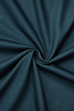 Vestido azul escuro sexy casual listrado patchwork com decote em U