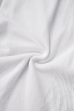 Vita sexiga solida urholkade genomskinliga O-hals omslagna kjolklänningar