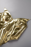 Gold Sexy Solid Patchwork asymmetrische trägerlose Tops
