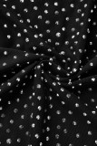 Черные сексуальные однотонные лоскутные прозрачные платья-юбки-карандаш Hot Drill