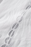 Robes de jupe enveloppées transparentes à col rond transparent blanc sexy solide