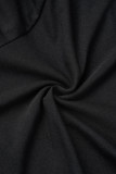 Черные повседневные однотонные облегающие комбинезоны с воротником-молнией в стиле пэчворк