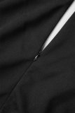 Svarta sexiga formella solida lapptäcken V-ringad aftonklänning