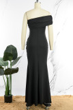 Серое сексуальное элегантное однотонное лоскутное платье с разрезом, асимметричное вечернее платье с открытыми плечами, платья