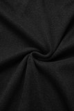 Abbigliamento sportivo casual nero Patchwork solido O Collo senza maniche Due pezzi