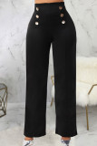 Blanc Casual Work Solid Patchwork Straight High Waist Straight Solid Color Bottoms
