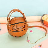 Brown Casual Letter Print Patchwork Chains Zipper Bags