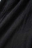 Svarta sexiga solida genomskinliga skinny jumpsuits med o-hals