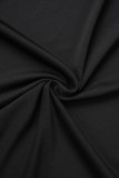 Robe de soirée noire sexy élégante en patchwork solide fendue asymétrique sur l'épaule