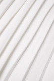 Blanco casual carta patchwork cuello vuelto manga corta dos piezas