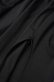 La rappezzatura solida elegante sexy nera ha tagliato i vestiti asimmetrici fuori dal vestito da sera della spalla