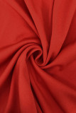 Patchwork solide sexy rouge sur l'épaule une étape jupe robes de grande taille