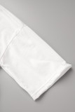 Patchwork strappato solido casual bianco strada senza cintura o collo manica corta due pezzi (senza cintura)