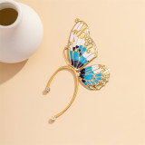 Blue Casual Butterfly Patchwork Rhinestone Earrings