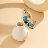 Brincos de strass patchwork borboleta casual azul