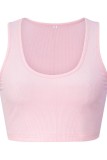 Roze Sexy Casual Solid Basic V-hals Tops