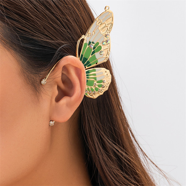 Groene casual vlinder patchwork strass oorbellen