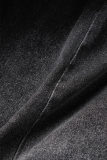 Faldas de mezclilla regulares de cintura alta asimétrica de patchwork sólido de calle negro
