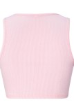 Pink Sexy Casual Solid Basic V Neck Tops