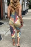 Rose Red Sexig Casual Print Backless Spaghetti Strap Vanliga Jumpsuits