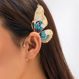 Brincos de strass patchwork borboleta casual azul