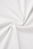 Witte casual effen patchwork-jurk met volant off-shoulder rechte jumpsuits