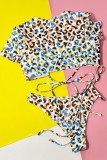 Leopardenmuster Sexy Print Bandage Ausgehöhlte Bademode (mit Polsterungen)