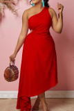Розовое сексуальное однотонное платье в стиле пэчворк с асимметричным косым воротником и нерегулярным платьем Платья