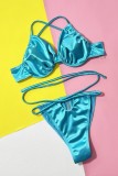 Seeblau, sexy, fester, rückenfreier Verband-Badeanzug (mit Polsterungen)