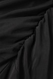 Черный сексуальный сплошной пэчворк прозрачный с круглым вырезом без рукавов из двух частей