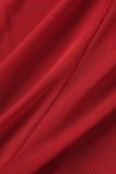 Красный сексуальный однотонный лоскутный прозрачный комплект из 3 предметов
