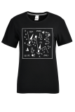 Svart Casual Basis Print Patchwork päls T-shirts med bokstaven O-hals