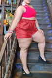 Rot Sexy Solid Patchwork Plus Size