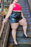 Black Sexy Solid Patchwork Plus Size 