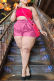 Pink Sexy Solid Patchwork Plus Size 