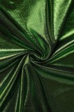Verde Sexy Bandagem Sólida Sem Costas Dobrável Vestido Sem Manga